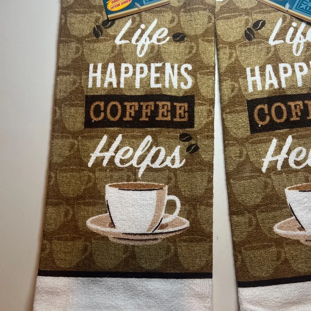 Coffee Themed Kitchen Towels- Set of 2-  Great Gift set!